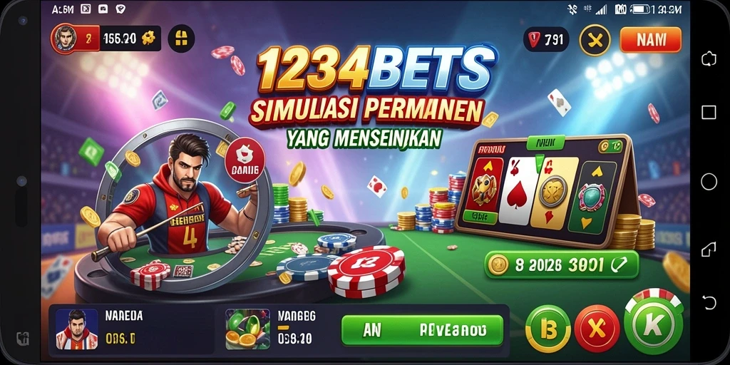 Gameplay menegangkan dalam simulasi taruhan 1234BETS.