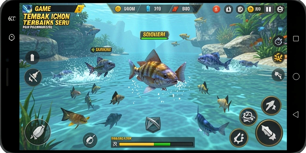 Tangkapan layar gameplay 6CF dengan aksi tembak ikan yang seru.