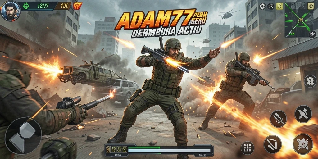 Tampilan gameplay Action ADAM77 yang seru dan mendebarkan.
