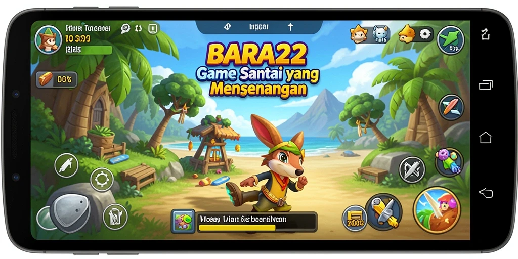 Tampilan screenshot utama BARA22 menampilkan gameplay yang seru dan penuh warna.