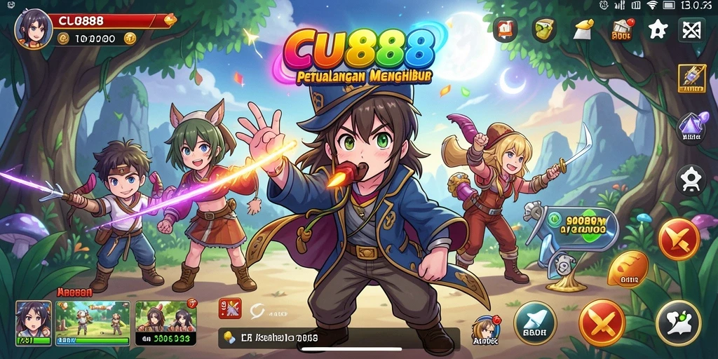 Tampilan gameplay CU888 yang penuh warna dan menarik.