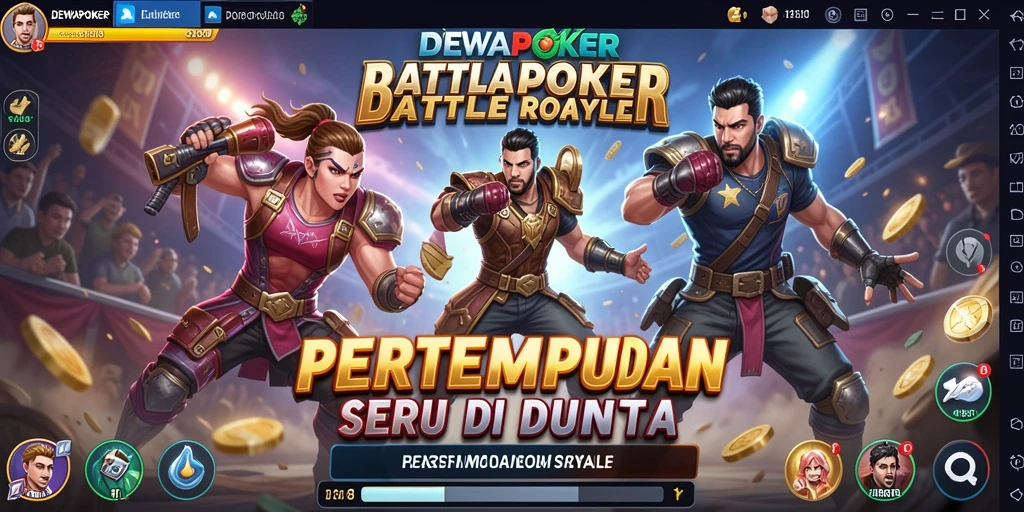 Screenshot gameplay DEWAPOKER menampilkan aksi pertempuran yang mendebarkan.
