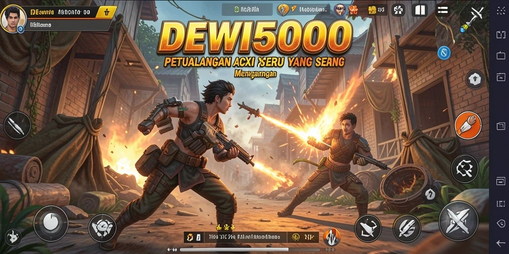 Tampilan gameplay seru DEWI5000 saat melawan musuh.