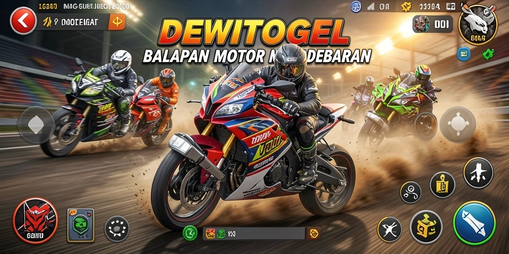 Tangkapan layar dari gameplay seru DEWITOGEL di trek balapan.