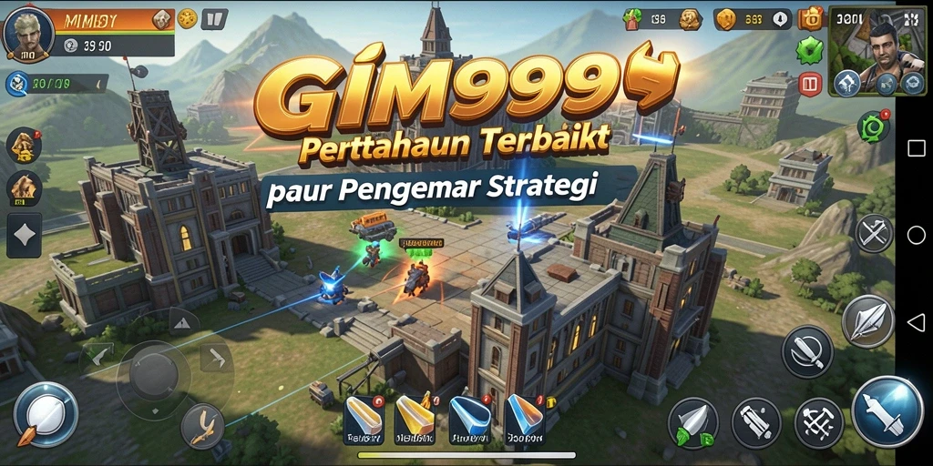 Tampilan gameplay GIM999 dengan menara strategis yang menarik.
