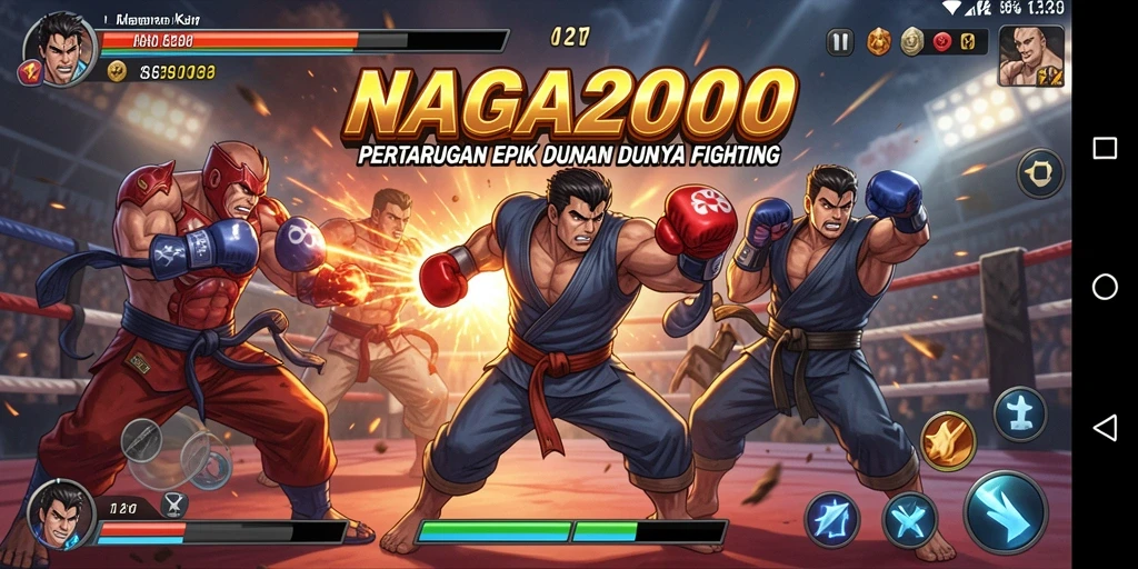 Tangkapan layar NAGA2000 yang menunjukkan aksi pertarungan seru antar karakter.