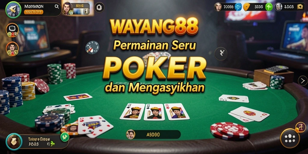 Tampilan antarmuka permainan poker yang menarik dan interaktif.
