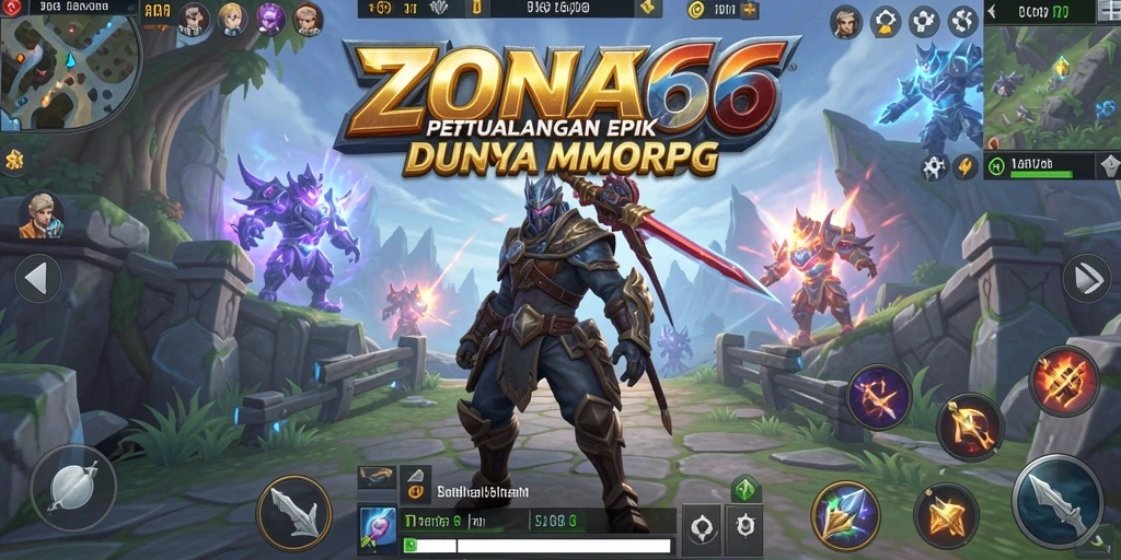 Gameplay ZONA66 menampilkan pertarungan epik antara pemain dan monster.
